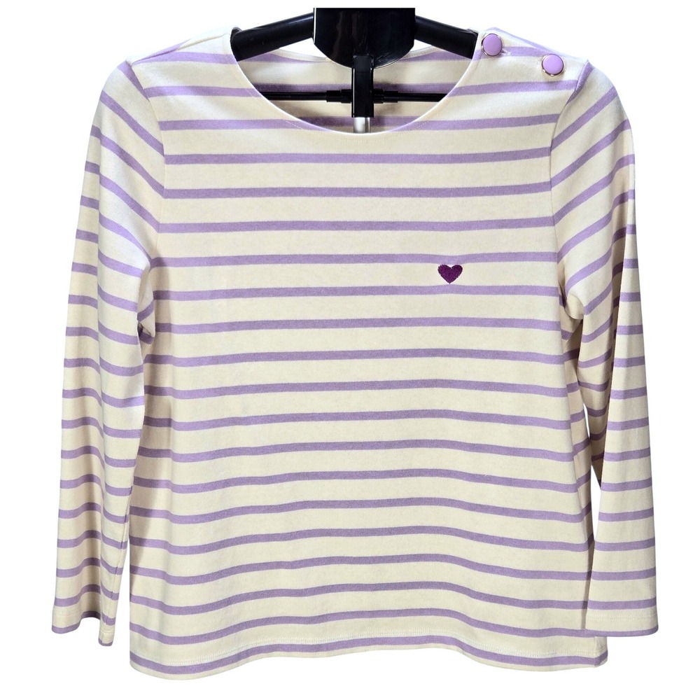 Women's Sézane Small 100% Organic Cotton Striped Heart Colette Marinière Top